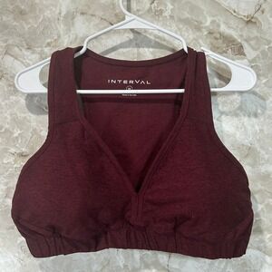 Interval Burgundy 2X Racerback Sports Bra Low Impact Athleisure Top‎